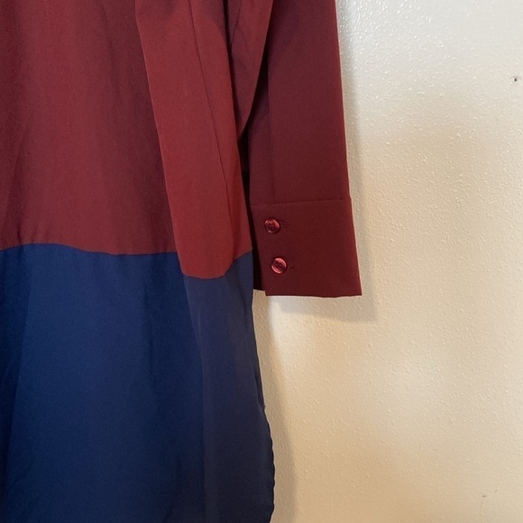 Ryan Wythe button up sleeve navy burnt red mid button up v neck tunic shirt 16 - Picture 9 of 15